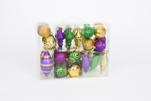 Assorted Sizes and Shapes Mardi Gras Ornaments