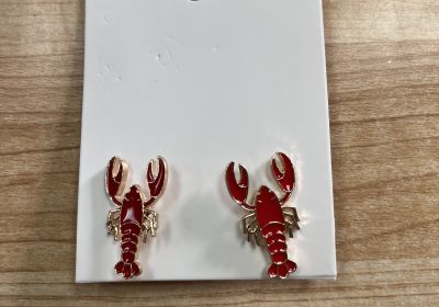 Red Crawfish Post Earrings