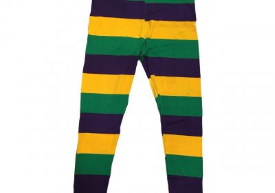 Mardi Gras Striped Leggings. Kids Medium