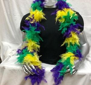 Feather Boa - Purple. Green & Gold Sectional. Piece