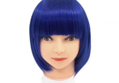 Blue Bob Wig with Bangs