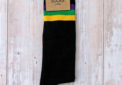 Black Ribbed MG Crew Socks