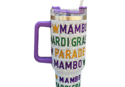 40oz Mardi Gras Rhinestone Tumbler