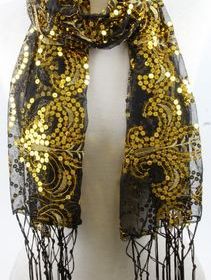 Black & Gold FDL Sequined Shawl