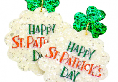 Happy St Patrick's Day Glitter Earrings