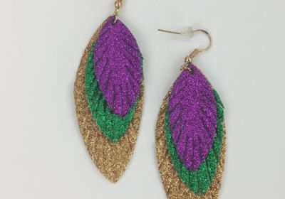 Glitter Leaf MG Earrings
