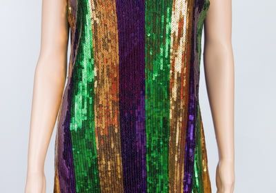 Sequin Vertical Stripe Dress