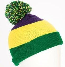 Mardi Gras Beanie with Pompom