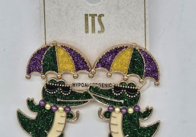 Metal Alligator with Umbrella Earrings