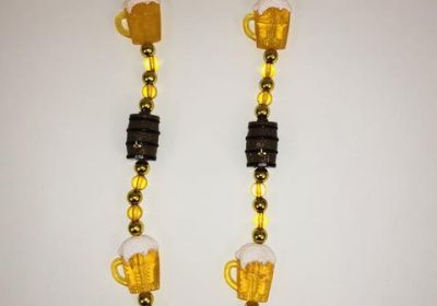 Beer Mugs and Keg on Gold Beads