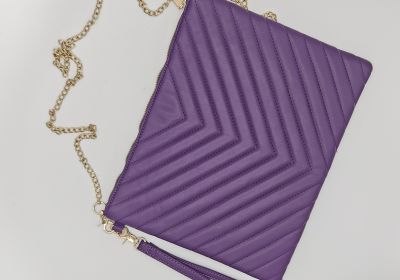 Purple Faux Leather Crossbody Clutch