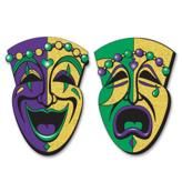 Jumbo Glittered Comedy & Tragedy Face Cutouts. Pack of 2