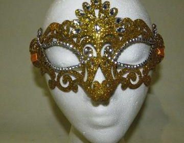 Glitter Gold Mask with Rhinestones