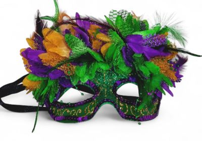 Green Mask with Flowers