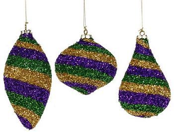 Zig Zag Glitter Ornaments. Set of 3