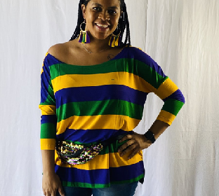 Boat Neck PGG Stripe Off the Shoulder 