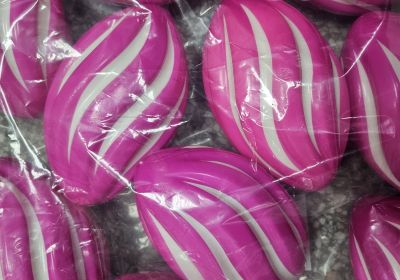 Spiral Foam Footballs - Pink and White