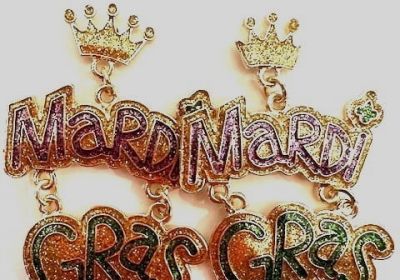Crown and Mardi Gras Metal Earrings