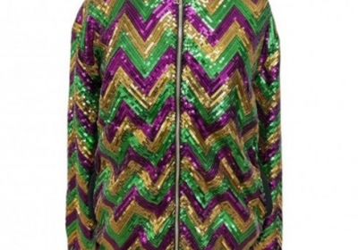 Chevron Sequin Bomber Jacket