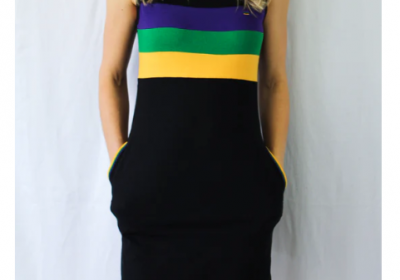 Black Chest Stripe Tank Dress