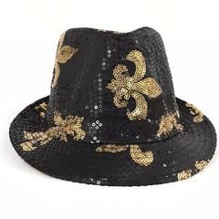 Sequin Fedora - Black with Gold FDL. Piece
