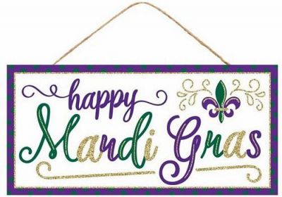 MDF Happy Mardi Gras Glitter Sign