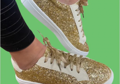 Gold Glitter Shoes - Pair