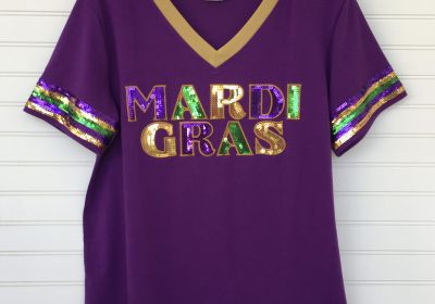 V-Neck Purple Sequin Shirt