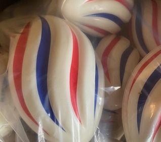 Spiral Foam Football - Red, White & Blue. Case of 40
