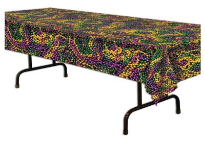 Plastic Mardi Gras Beads Tablecloth