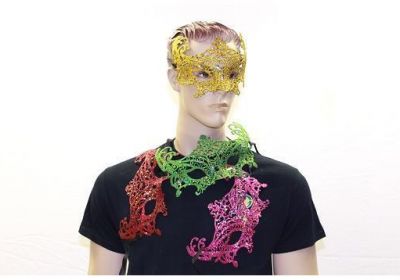 Glittered Cut Out Venetian Mask Asst Colors