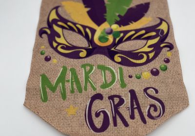 Mardi Gras Burlap Banner Flag