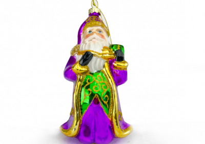 Mardi Gras Santa Ornament