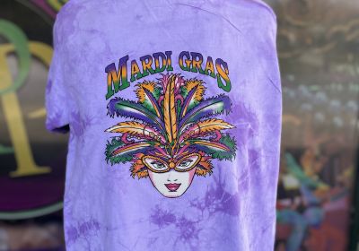 Lavender Tie Dye with Feather Mask