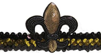 Black & Gold Sequin Stretch FDL Headband